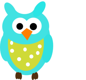 Teal Owl And Dots Clip Art