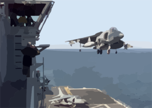 He Air Boss Watches As The Last Av-8b  Harrier  From Helicopter Medium Squadron Two Six Six  (hmm-266) Lands On Boarduss Nassau Following A Strike Mission Into Kosovo. Clip Art