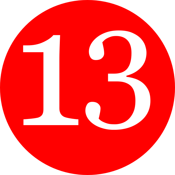 Red, Rounded,with Number 13 Clip Art at Clker.com 