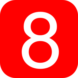 Red, Rounded, Square With Number 8 Clip Art