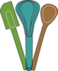 Baking Utensils In Peacock Tones Clip Art