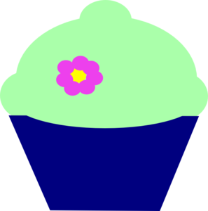 Cupcake Blue Flower Clip Art