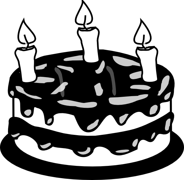 free clip art birthday cake black and white - photo #25