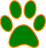Green Orange Paw Print Clip Art