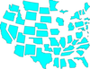 Turquoise U.s. Map Separated Clip Art