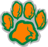 Green Orange Paw Print Clip Art