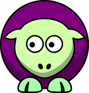 Sheep 2 Toned Green And Purple Looking Left Clip Art