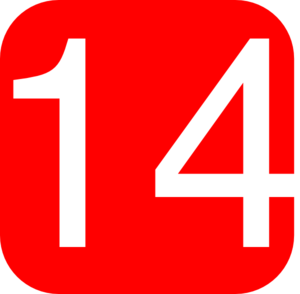 Red, Rounded, Square With Number 14 Clip Art