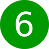 Number 6, Green, Round Clip Art