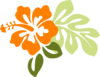 Orange Hibiscus W/ Leaves Clip Art