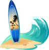Surfboard And Wave Clip Art