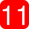 Red, Rounded, Square With Number 11 Clip Art