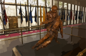 The Bronze Statue, Depicting The Bond Between Navy Hospital Corpsmen And U.s. Marines, Stands In The Main Lobby At The National Naval Medical Center In Bethesda, Maryland. Clip Art