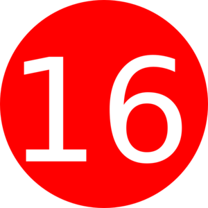 Number 16 Red Background Clip Art