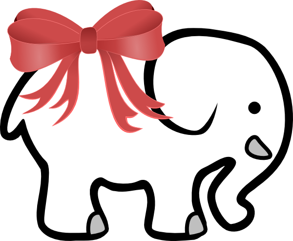 White Elephant With Red Bow Clip Art at Clker.com - vector ...