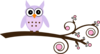 Light Lilac Owl On Branch Clip Art