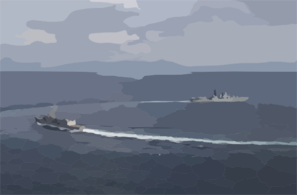 Uss Vandegrift And Russian Destroyer Marshal Shaposhnikov (dd 543) Maneuver In Formation During A Russian Passing Exercise (passex) As A Joint Foreign Naval Exercise. Clip Art