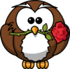 Owl With Rose Clip Art