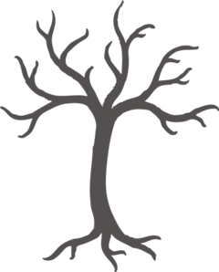 Grey Tree With Roots Clip Art