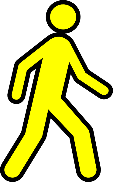 Yellow Walking Man With Black Outline Clip Art at Clker.com - vector