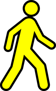 Yellow Walking Man With Black Outline Clip Art