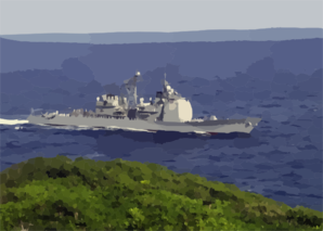 The Guided Missile Cruiser Uss Chancellorsville (cg 62) Enters Apra Harbor, Guam Clip Art