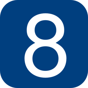 Blue, Rounded, Square With Number 8 Clip Art