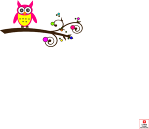 Pink Owl Colorful Branch3 Clip Art