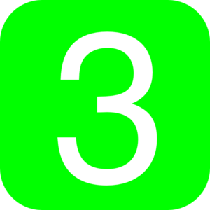 Green, Rounded, Square With Number 3 Clip Art