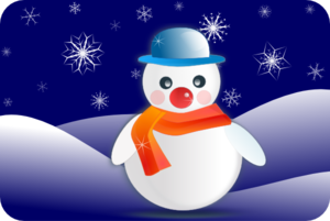 Snowman In Winter Scenery Clip Art