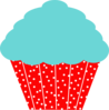 Cherry Red And Aqua Cupcake Clip Art