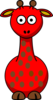 Red Giraffe With 16 Dots- Fixed Nose Clip Art