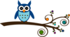 Purple Owl On Branch Clip Art