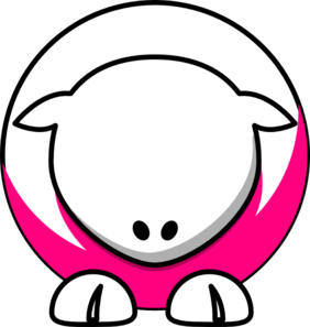 Sheep - White On Bright Pink No Eyeballs  Clip Art