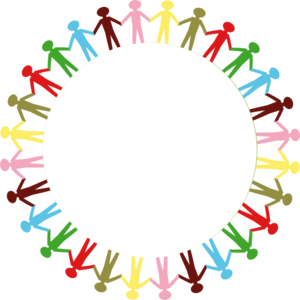 Circle Holding Hands Stick People Multi Coloured Clip Art