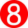 Red, Rounded,with Number 8 Clip Art