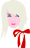 Blonde Female With Red Bow Clip Art