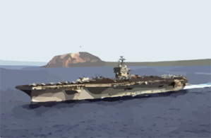 He Aircraft Carrier Uss Carl Vinson (cvn 70) Steams Away From Mount Suribachi And The Island Of Iwo Jima Clip Art