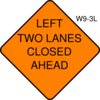 Left Two Lanes Closed Ahead Clip Art