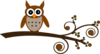 Brown Owl On Branch Clip Art