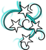 Teal And White Tattoo With Stars Black Outline Clip Art