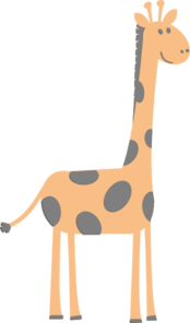 Gray Orange Giraffe Clip Art