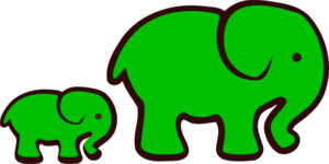 Green Elephant Mom & Baby Clip Art