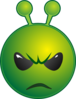 Smiley Green Alien Unhappy No Shadow Clip Art