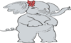 Elephant With Red Polka Dot Bow Clip Art