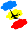 Colored Clouds Swallow Clip Art