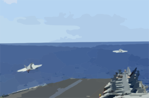 Two F/a-18e Super Hornets Assigned To The Tophatters Of Strike Fighter Squadron Fourteen (vfa-14) Launch From The Flight Deck Of Uss Nimitz (cvn 68) Clip Art