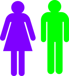 Boy And Girl Stick Figure - Green Purple Clip Art