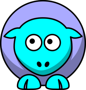 Sheep 2 Toned Blues Looking Up To Left Clip Art