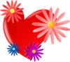 Red Heart With Daisies Clip Art
